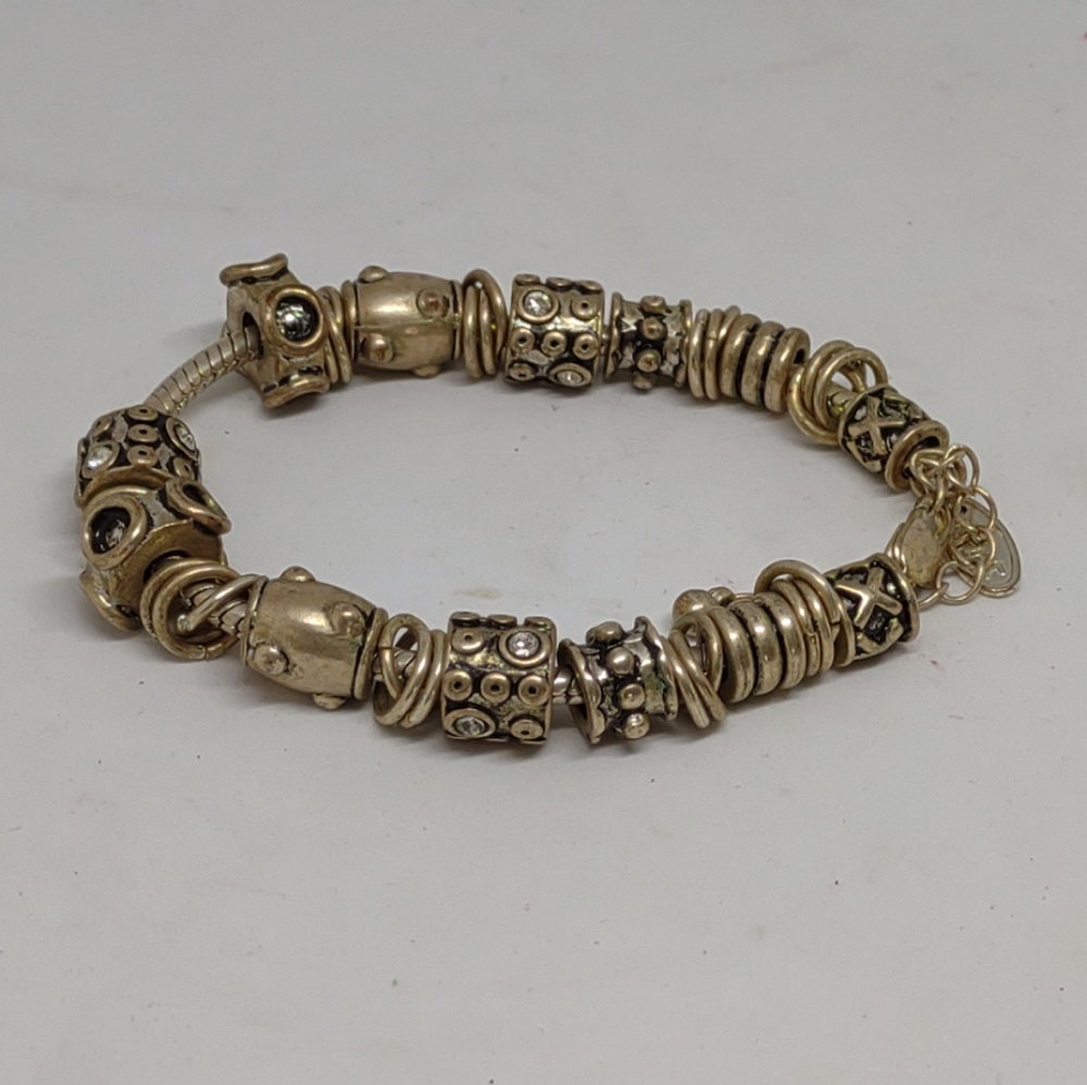 NEXT Snake link Charms Spacers Silver Tone Bracelet Floating Disco Boho 6 3/4"